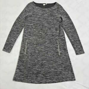GAP Heather Knit Long Sleeve Dress Women's Small Gray Zip Pocket Stretch